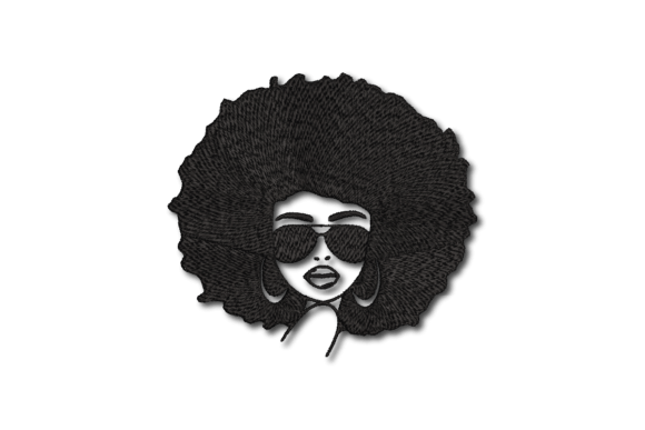 Adorable Afro Mom with Black Glasses: A Creative Embroidery Design