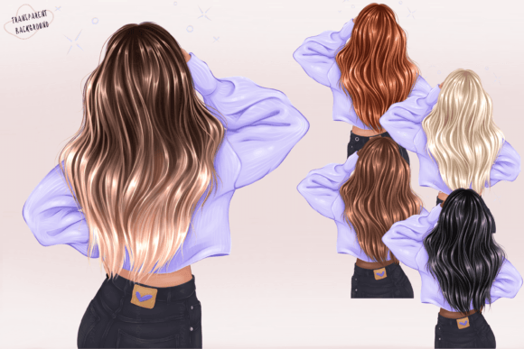 Fashion Girl in Denim: Girly Clip Art for Modern Design