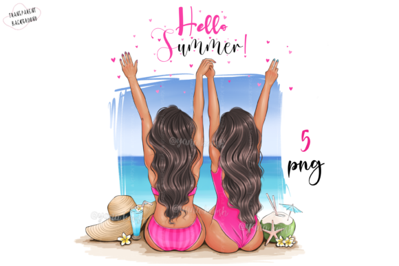 Summer Girls Png: Best Friend Clipart for Vibrant Design